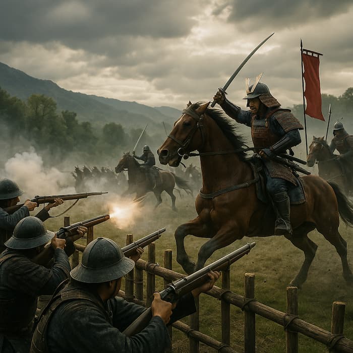 Nagashino 1575 : quand les arquebuses changèrent la guerre des samouraïs
Les illustrations de cette rubrique sont créées à l’aide de l’intelligence artificielle, sous la direction de notre équipe éditoriale.
Cette technologie nous permet de donner vie à des scènes historiques, dans le respect de notre passion pour l’authenticité.
#Terressens, là où les récits prennent forme