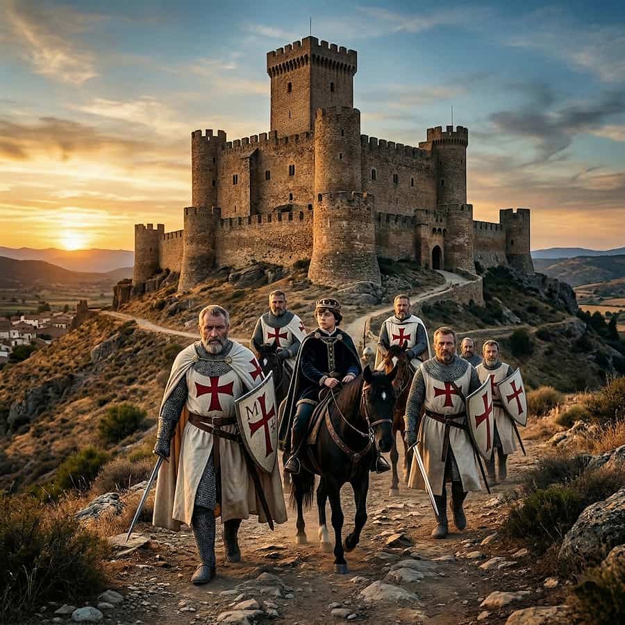 Le futur roi élevé par les Templiers. Les illustrations de cette rubrique sont créées à l’aide de l’intelligence artificielle, sous la direction de notre équipe éditoriale. Cette technologie nous permet de donner vie à des scènes historiques ou légendaires, dans le respect de notre passion pour l’authenticité et l’imaginaire. #Terressens, là où les récits prennent forme