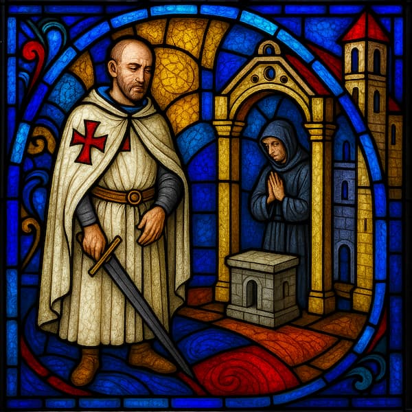 Le Commandeur templier : gardien des maisons et des trésors sacrés
Les illustrations de cette rubrique sont créées à l’aide de l’intelligence artificielle, sous la direction de notre équipe éditoriale.
Cette technologie nous permet de donner vie à des scènes historiques ou légendaires, dans le respect de notre passion pour l’authenticité et l’imaginaire. 
#Terressens, là où les récits prennent forme