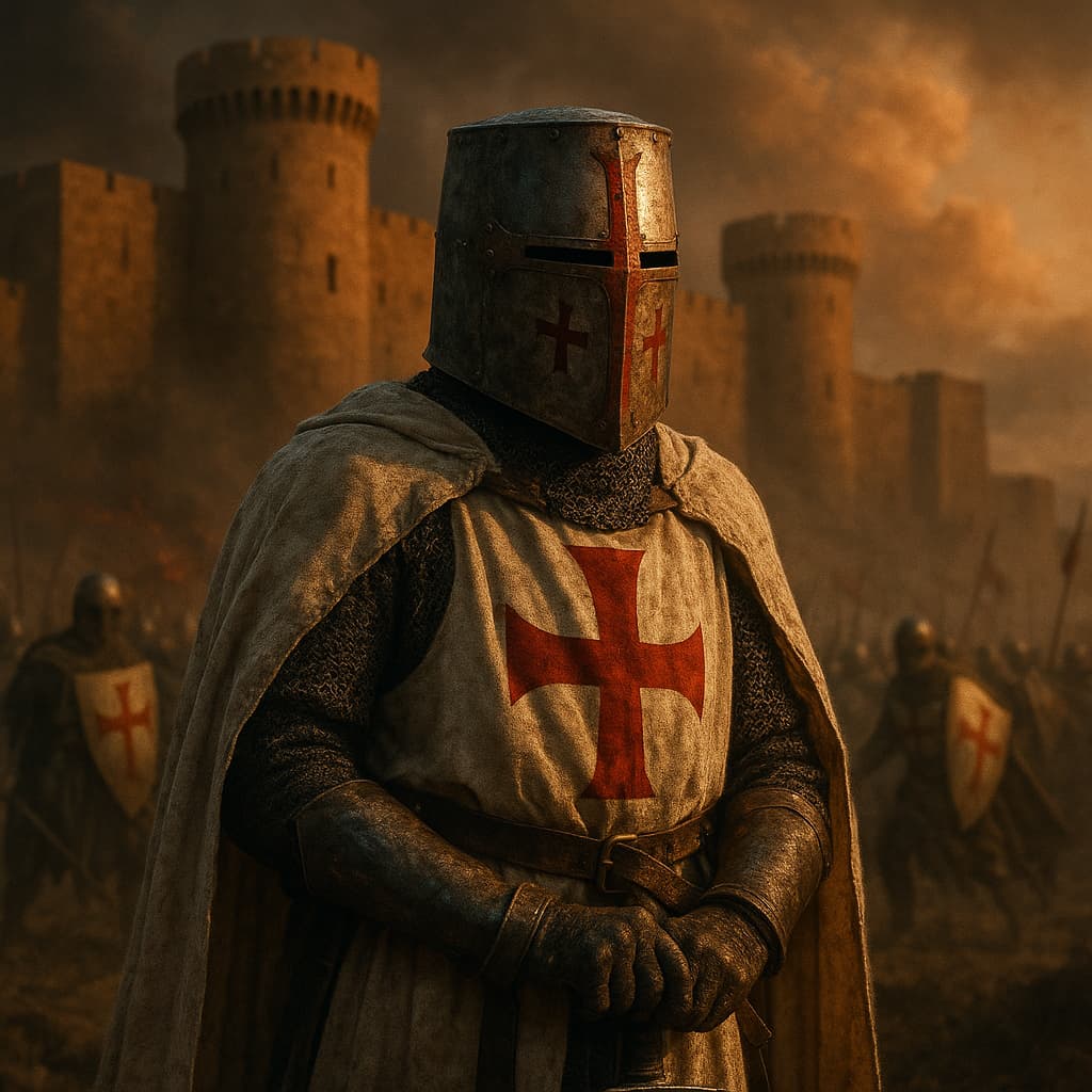 Des croix sur le heaume : la signification des motifs gravés ou peints sur les casques templiers

Les illustrations de cette rubrique sont créées à l’aide de l’intelligence artificielle, sous la direction de notre équipe éditoriale. Cette technologie nous permet de donner vie à des scènes historiques ou légendaires, dans le respect de notre passion pour l’authenticité et l’imaginaire.
#Terressens, là où les récits prennent forme