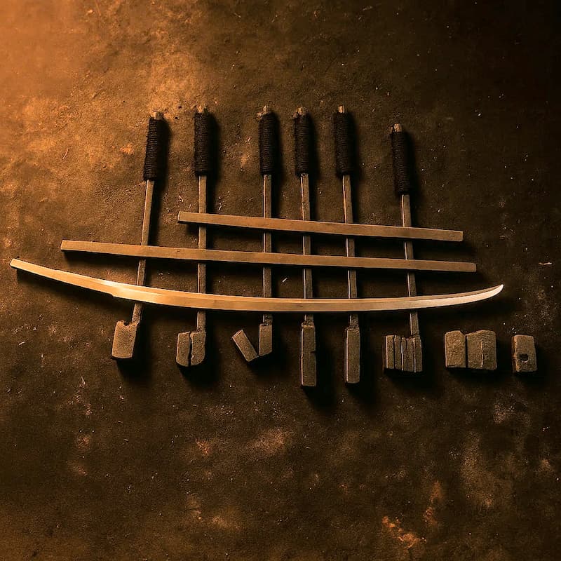 La courbure du katana naît dans l’eau... pas sur l’enclume. Les illustrations de cette rubrique sont créées à l’aide de l’intelligence artificielle, sous la direction de notre équipe éditoriale. Cette technologie nous permet de donner vie à des scènes historiques ou légendaires, dans le respect de notre passion pour l’authenticité et l’imaginaire. #Terressens, là où les récits prennent forme