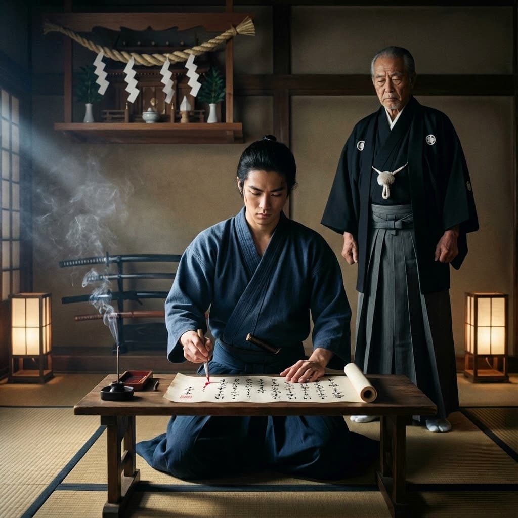 Keppan, quand un serment liait le sabre… et l’âme. Les illustrations de cette rubrique sont créées à l’aide de l’intelligence artificielle, sous la direction de notre équipe éditoriale. Cette technologie nous permet de donner vie à des scènes historiques ou légendaires, dans le respect de notre passion pour l’authenticité et l’imaginaire. #Terressens, là où les récits prennent forme