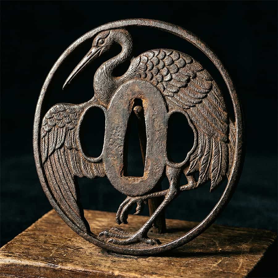 La grue, gardienne du sabre. Les illustrations de cette rubrique sont créées à l’aide de l’intelligence artificielle, sous la direction de notre équipe éditoriale. Cette technologie nous permet de donner vie à des scènes historiques ou légendaires, dans le respect de notre passion pour l’authenticité et l’imaginaire. #Terressens, là où les récits prennent forme