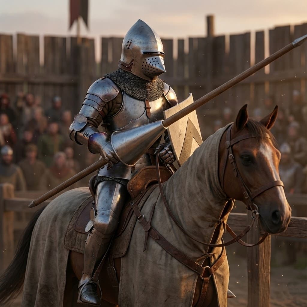 Pig-face bascinet, pourquoi les trous sont à droite ?. Les illustrations de cette rubrique sont créées à l’aide de l’intelligence artificielle, sous la direction de notre équipe éditoriale. Cette technologie nous permet de donner vie à des scènes historiques ou légendaires, dans le respect de notre passion pour l’authenticité et l’imaginaire. #Terressens, là où les récits prennent forme