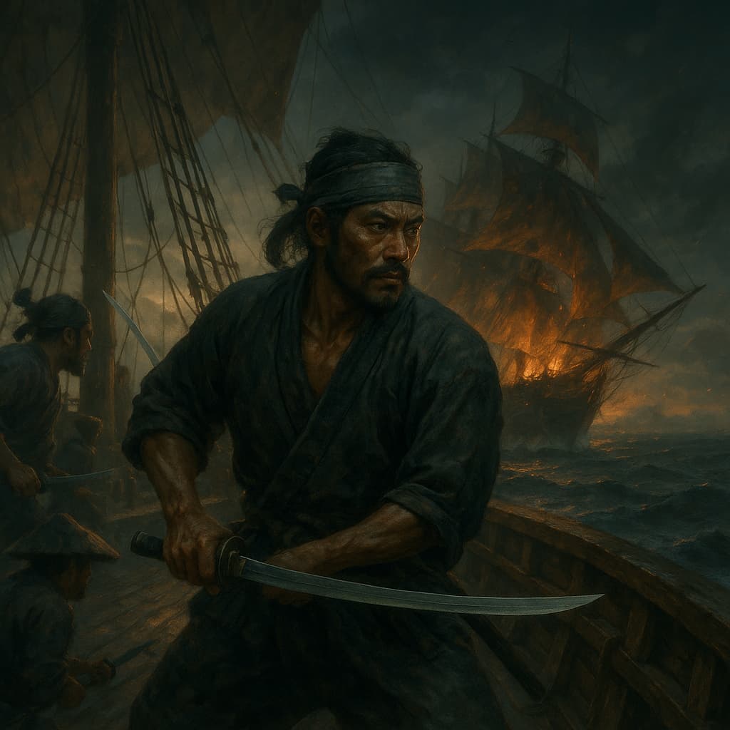 Des pirates japonais armés de katanas
Les illustrations de cette rubrique sont créées à l’aide de l’intelligence artificielle, sous la direction de notre équipe éditoriale.
Cette technologie nous permet de donner vie à des scènes historiques ou légendaires, dans le respect de notre passion pour l’authenticité et l’imaginaire.
#Terressens, là où les récits prennent forme Des pirates japonais armés de katanas
Les illustrations de cette rubrique sont créées à l’aide de l’intelligence artificielle, sous la direction de notre équipe éditoriale.
Cette technologie nous permet de donner vie à des scènes historiques ou légendaires, dans le respect de notre passion pour l’authenticité et l’imaginaire.
#Terressens, là où les récits prennent forme