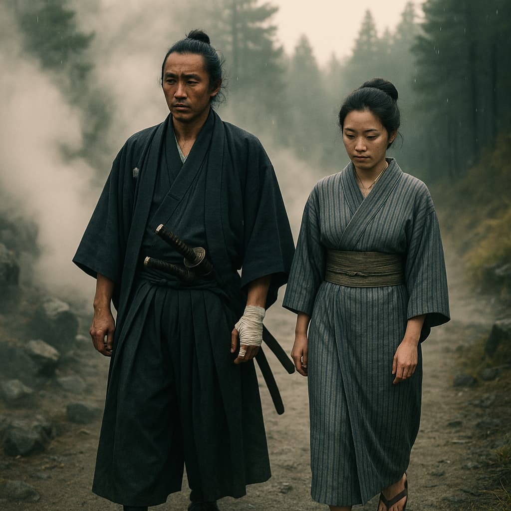 Ryōma et Oryō, le premier voyage de noces du Japon. Les illustrations de cette rubrique sont créées à l’aide de l’intelligence artificielle, sous la direction de notre équipe éditoriale. Cette technologie nous permet de donner vie à des scènes historiques ou légendaires, dans le respect de notre passion pour l’authenticité et l’imaginaire. #Terressens, là où les récits prennent forme