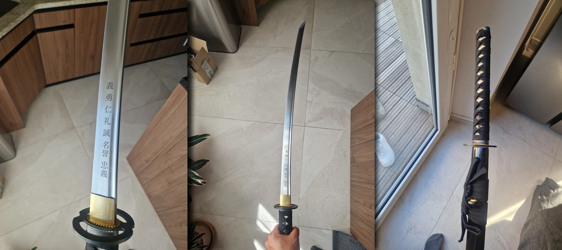 Katana et gravure personnalisée | Photo client : J.S Bach. Tous droits réservés. Katana et gravure personnalisée | Photo client : J.S Bach. Tous droits réservés.