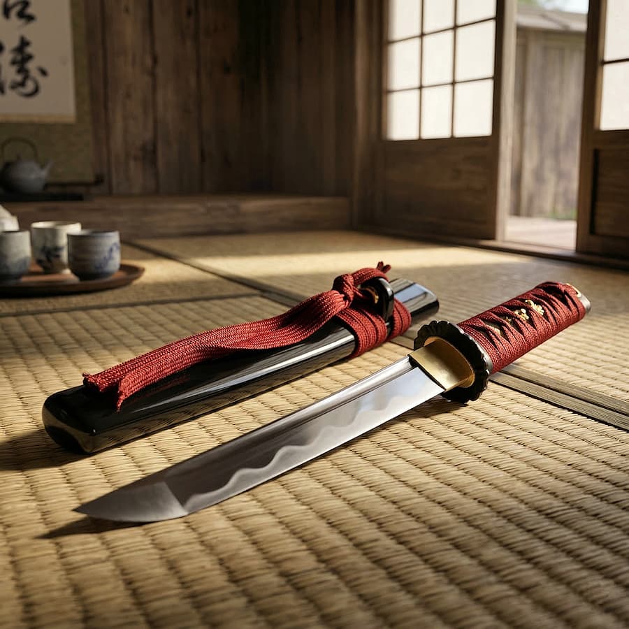 Le tantō, la dague secrète des samouraïs… et des femmes guerrières. Les illustrations de cette rubrique sont créées à l’aide de l’intelligence artificielle, sous la direction de notre équipe éditoriale. Cette technologie nous permet de donner vie à des scènes historiques ou légendaires, dans le respect de notre passion pour l’authenticité et l’imaginaire. #Terressens, là où les récits prennent forme