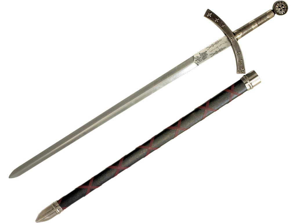 Épée de la Septième Croisade et son fourreau noir tressé de rouge