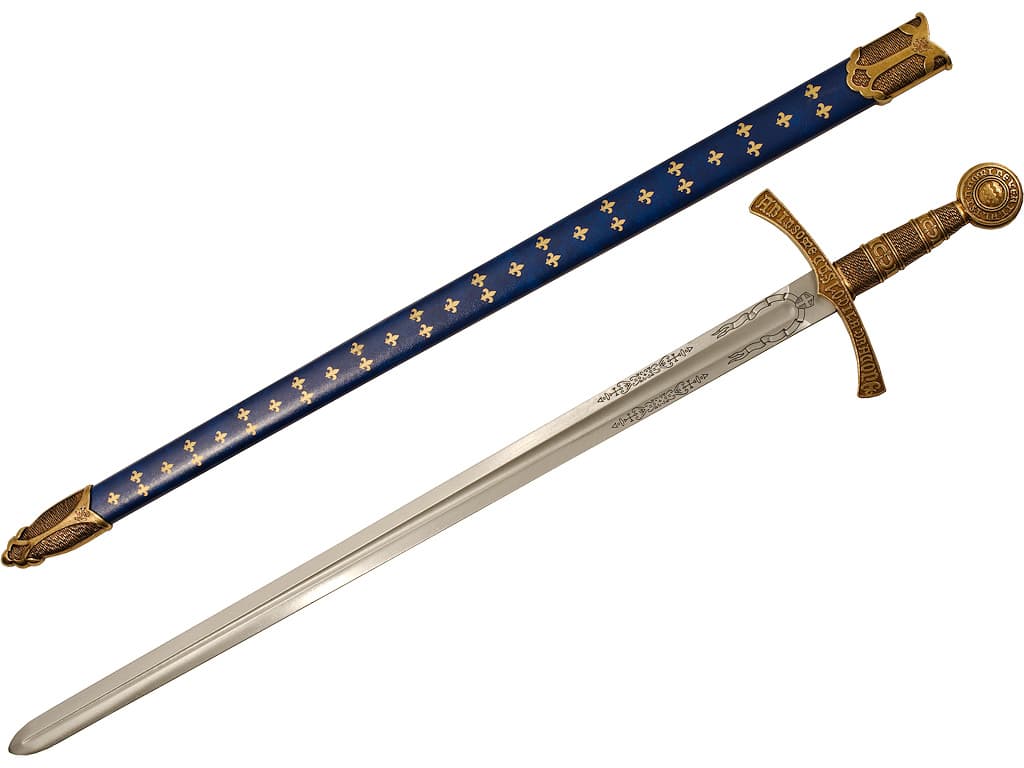 Épée « In Nomine Veritatis », fourreau bleu France et Fleurs de lys #Terressens Épée « In Nomine Veritatis », fourreau bleu France et Fleurs de lys #Terressens