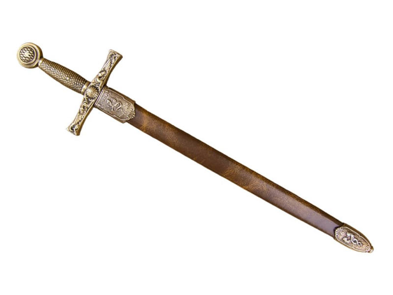 Ouvre-lettre / coupe-papier Excalibur, fourreau brun #Terressens