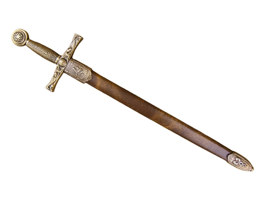 Ouvre-lettre / coupe-papier Excalibur, fourreau brun #Terressens