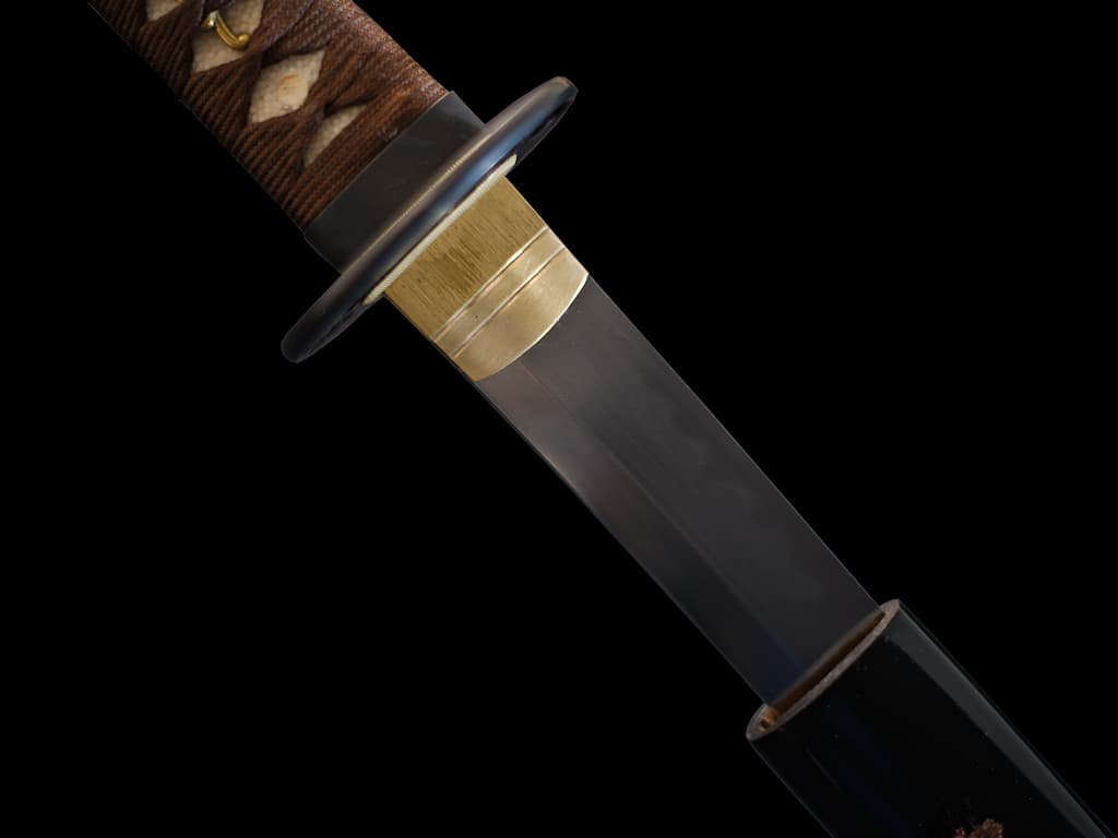 Katana Terre sacrée (聖地, Seichi), lame aiguisée 1095, véritable hamon, tressages bruns #Terressens Katana Terre sacrée (聖地, Seichi), lame aiguisée 1095, véritable hamon, tressages bruns #Terressens