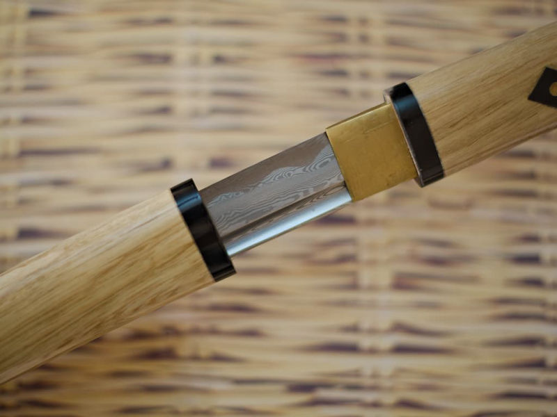 Nami, shirasaya Damas aiguisé (波 vague, onde), monture bois naturel #Terressens