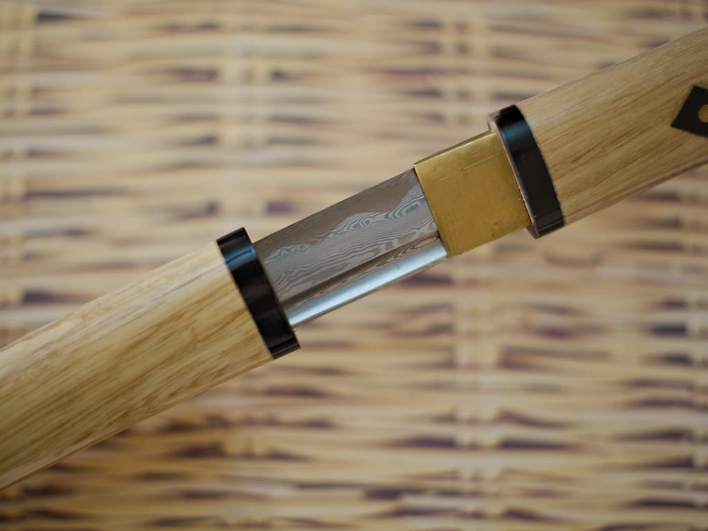 Nami, shirasaya Damas aiguisé (波 vague, onde), monture bois naturel #Terressens