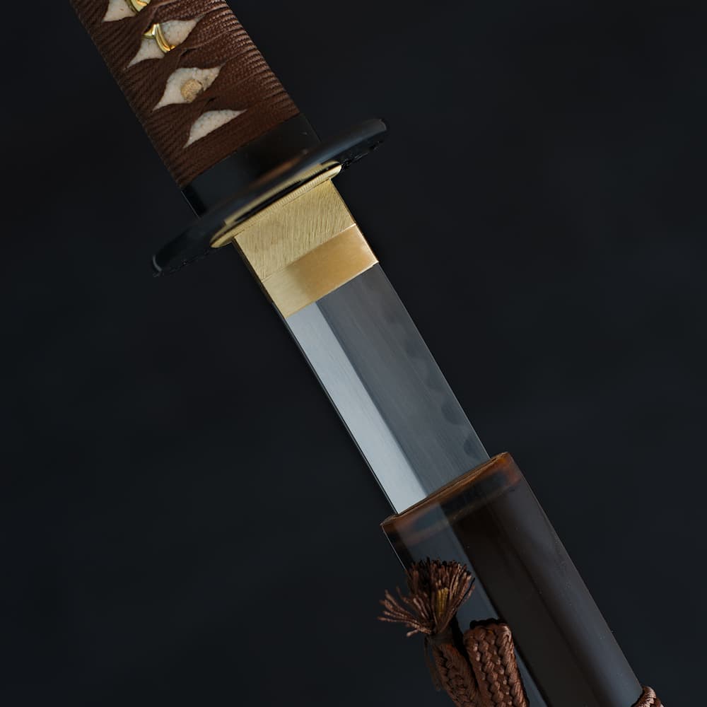 Katana Maru 1095, véritable Hamon, aiguisage à la main « Chairo » 茶色 (marron, couleur du thé)