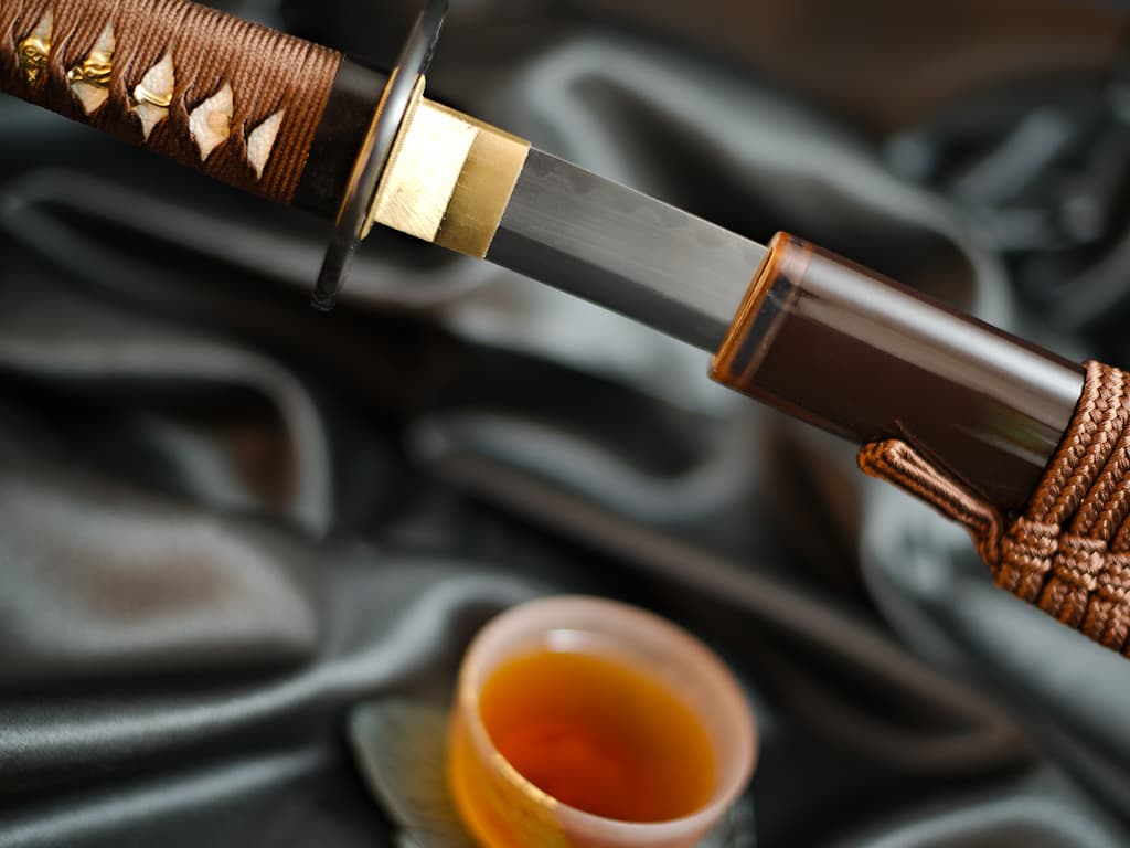 Katana Maru 1095, véritable Hamon, aiguisage à la main « Chairo » 茶色 (marron, couleur du thé) #Terressens Katana Maru 1095, véritable Hamon, aiguisage à la main « Chairo » 茶色 (marron, couleur du thé) #Terressens