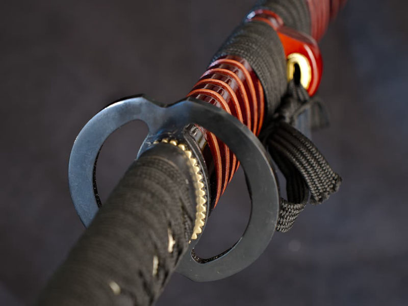 Senshi, katana aiguisé, saya rouge sombre à gorges (戦士 soldat, guerrier) #Terressens