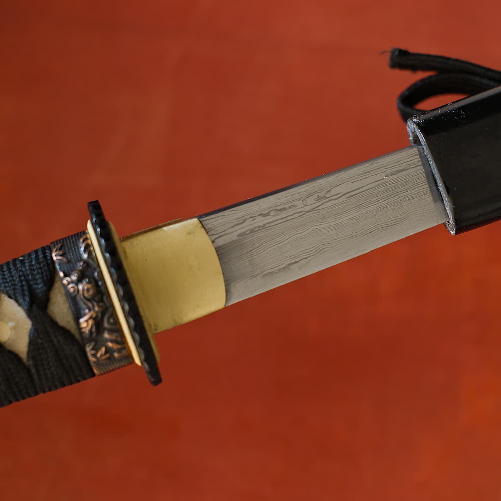 Yami, tantō aiguisé noir, lame damassée (闇 sombre) #Terressens