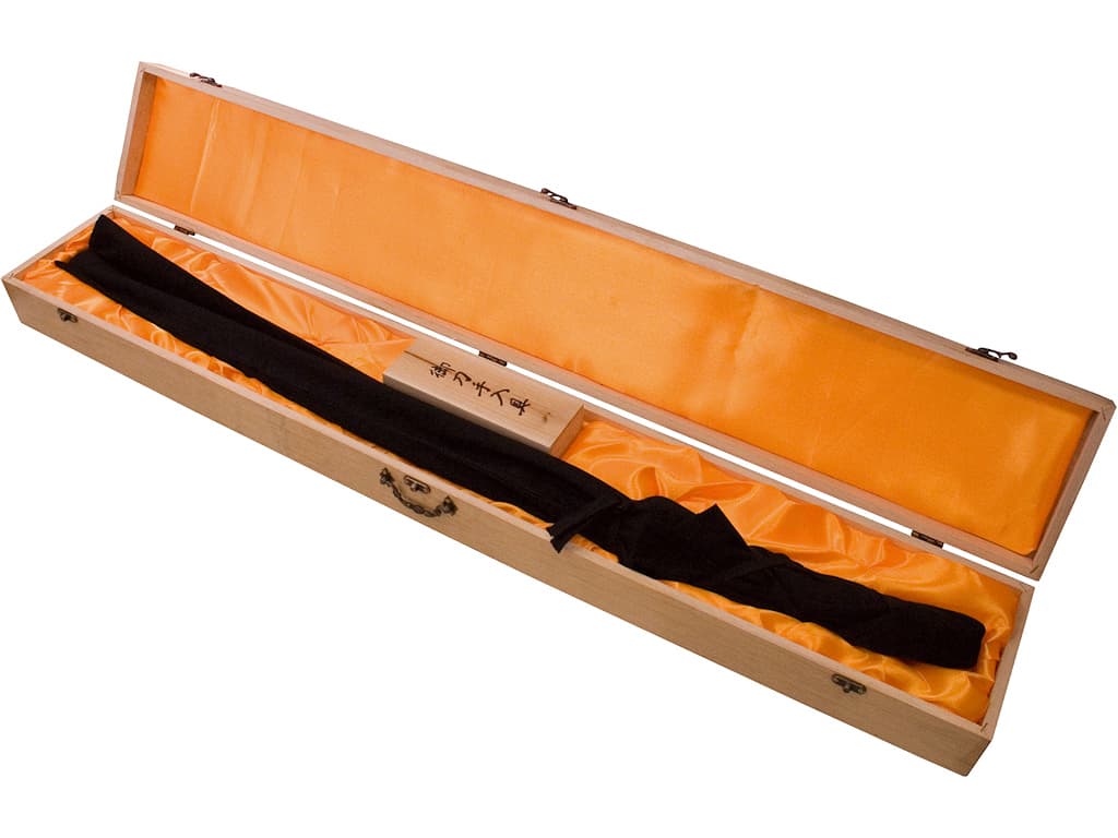 Katana aiguisé forge Damas « Ketsueki » (血液, sang), tressages rouges #Terressens