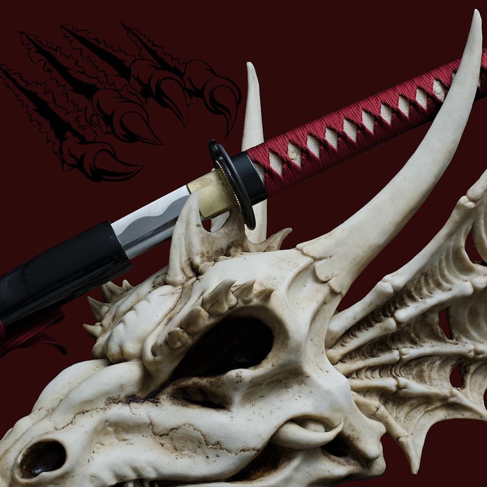 Katana « Griffes de dragon » rouge, Maru 1060 #Terressens Katana « Griffes de dragon » rouge, Maru 1060 #Terressens