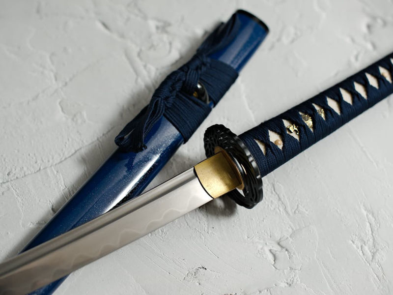Katana « Hoshizora » (星空 ciel étoilé), forge Damas, véritable hamon #Terressens Katana « Hoshizora » (星空 ciel étoilé), forge Damas, véritable hamon #Terressens
