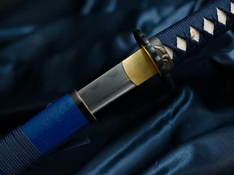 Katana « Hoshizora » (星空 ciel étoilé), forge Damas, véritable hamon #Terressens Katana « Hoshizora » (星空 ciel étoilé), forge Damas, véritable hamon #Terressens