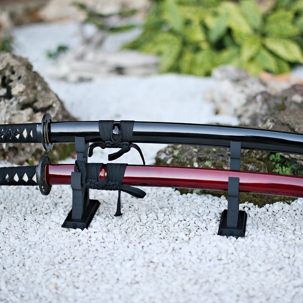 Support de katanas « Fukuza » (複座, deux places), pour deux sabres japonais #Terressens