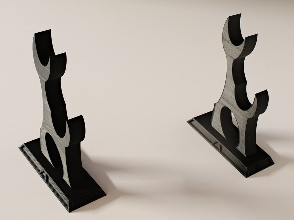 Support de katanas « Fukuza » (複座, deux places), pour deux sabres japonais #Terressens