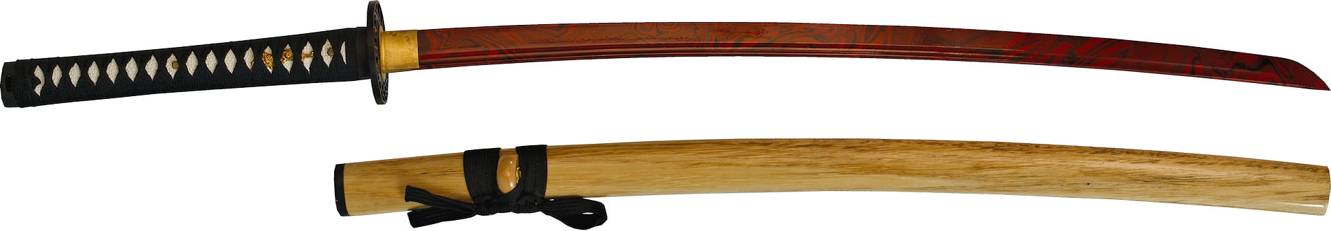 Katana aiguisé « Yougan » (溶岩 lave), lame en acier 1045 rouge et noir #Terressens