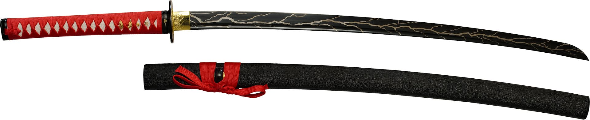 Katana aiguisé « éclair d'acier », lame en acier 1045 noire avec motifs éclair #Terressens