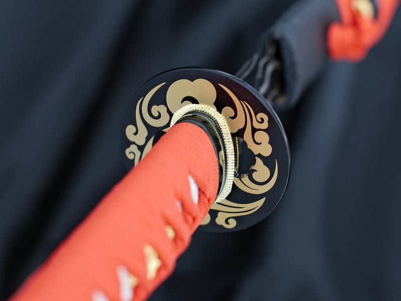 Katana aiguisé « éclair d'acier », lame en acier 1045 noire avec motifs éclair #Terressens