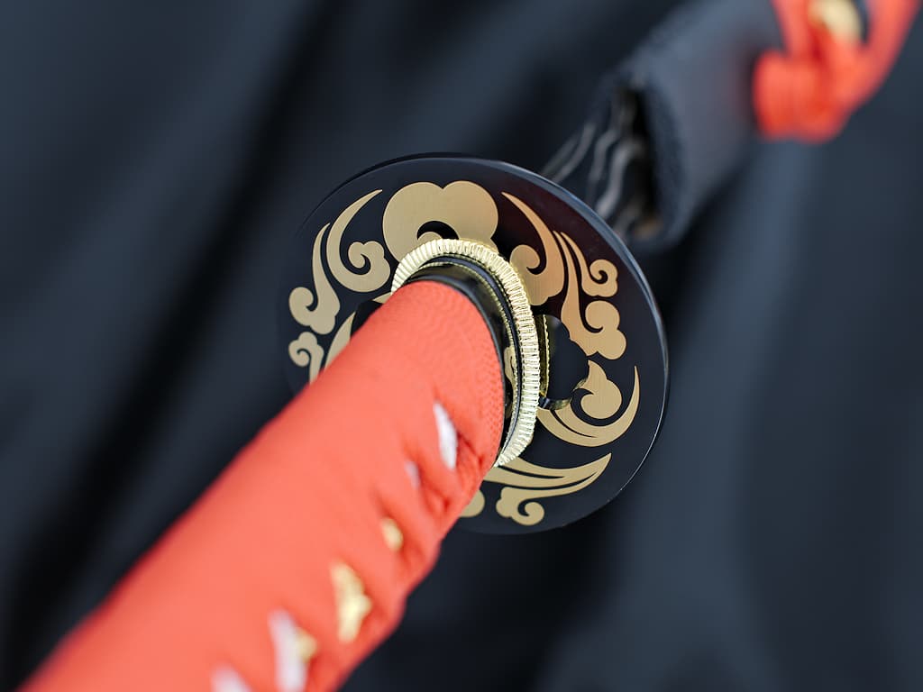 Katana aiguisé « éclair d'acier », lame en acier 1045 noire avec motifs éclair #Terressens