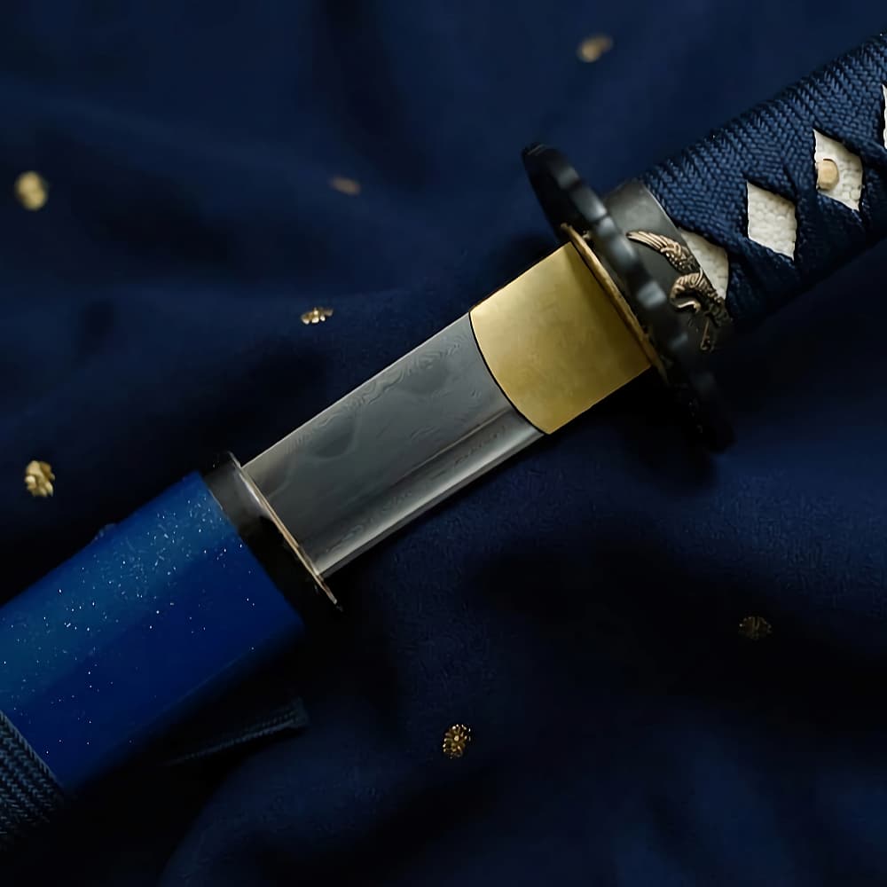Wakizashi « Hoshizora » (星空 ciel étoilé), forge Damas, véritable hamon #Terressens