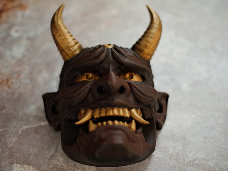 Support mural « Oni » (鬼) pour un ou deux katanas #Terressens