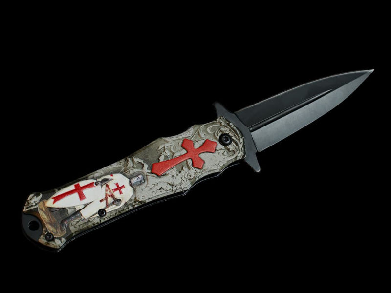 Coupe-papier / ouvre-lettre épée templière fourreau rouge Couteau templier « Blanc manteau » #Terressens